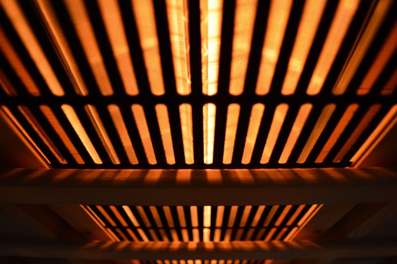 Warm light through sauna vent slats